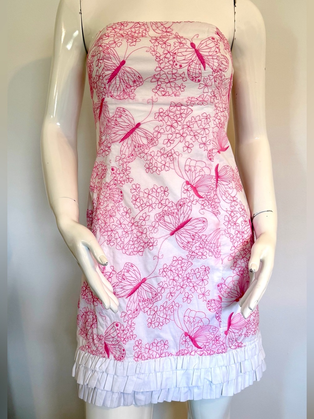 Lilly Pulitzer Dream Weaver butterfly tieback ruffled hem dress size 2
